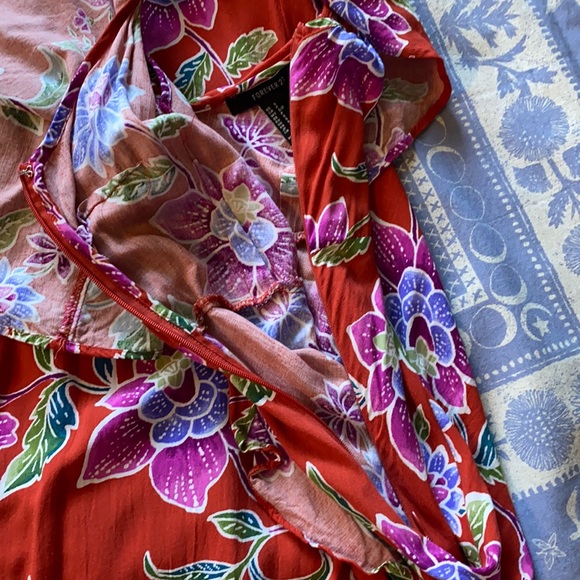 F21 • Floral Open Shoulder Wrap Dress - Picture 12 of 14